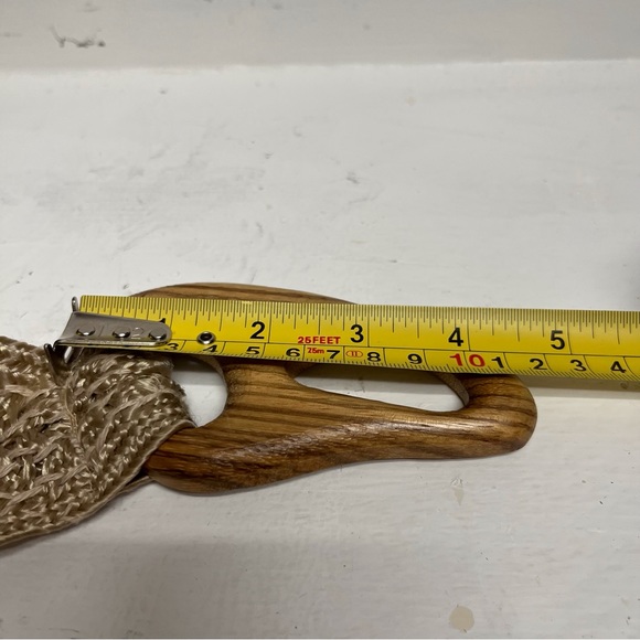 Soft Wide Woven Macrame Belt with Wood Buckle Natural Tan Color - Picture 5 of 8